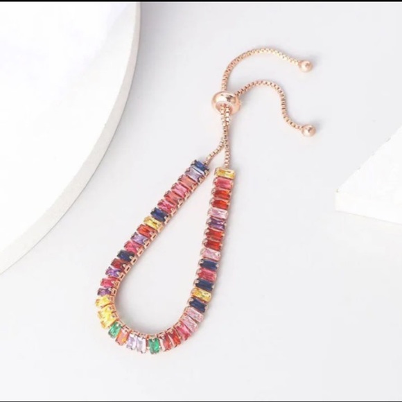 Crystal Multi-Colored Cubic Zicronia Bracelet. - Picture 4 of 4